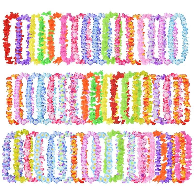 10/20/50pcs Hawaiian Flower Wreath Necklace Summer Tropical