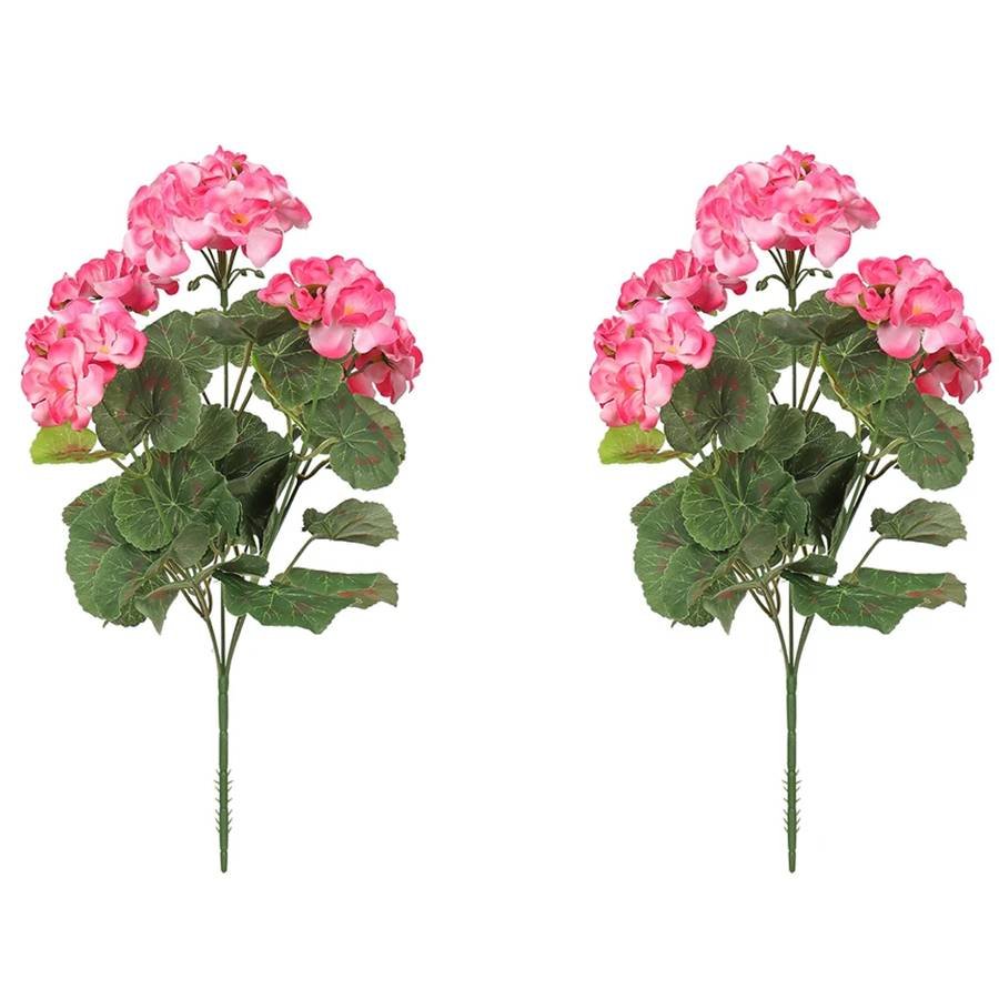 2/4pcs Artificial Flowers Faux Geranium UV Resistant Fake Fl