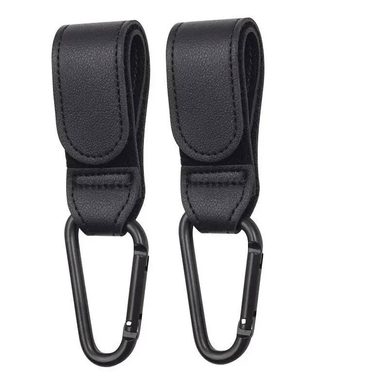 2Pcs Leather Cart Hooks Baby Stroller Hook PU Adjustable Pra