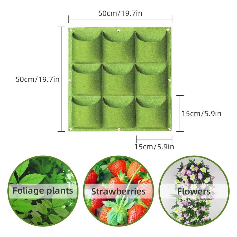 49 Pockets Hanging Planter Bags, Hanging Vertical Wall Mount