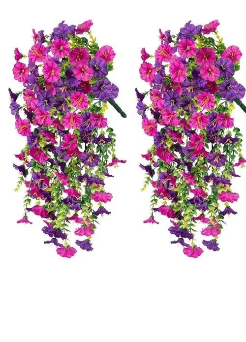 Artificial Petunia Trailing Pair, Pink and Purple