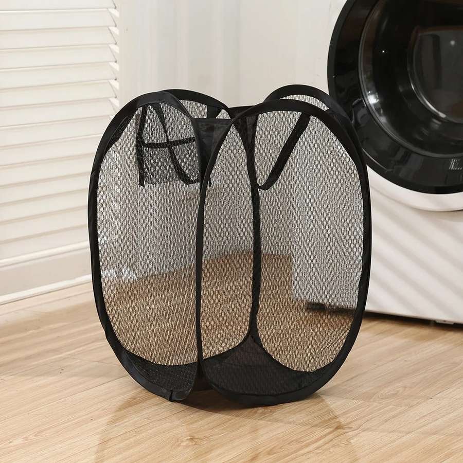 Collapsible Pop-up Mesh Laundry Basket Portable Clothes Hamp