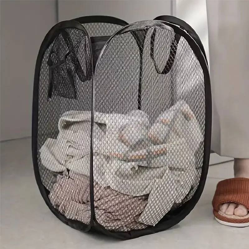 Mesh Pop-up Laundry Basket, Laundry Basket, Foldable Dirty C