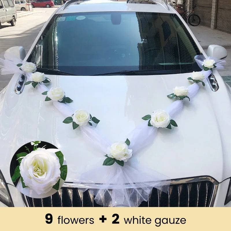 White Rose Artificial Flower for Wedding Car Decoration Brid