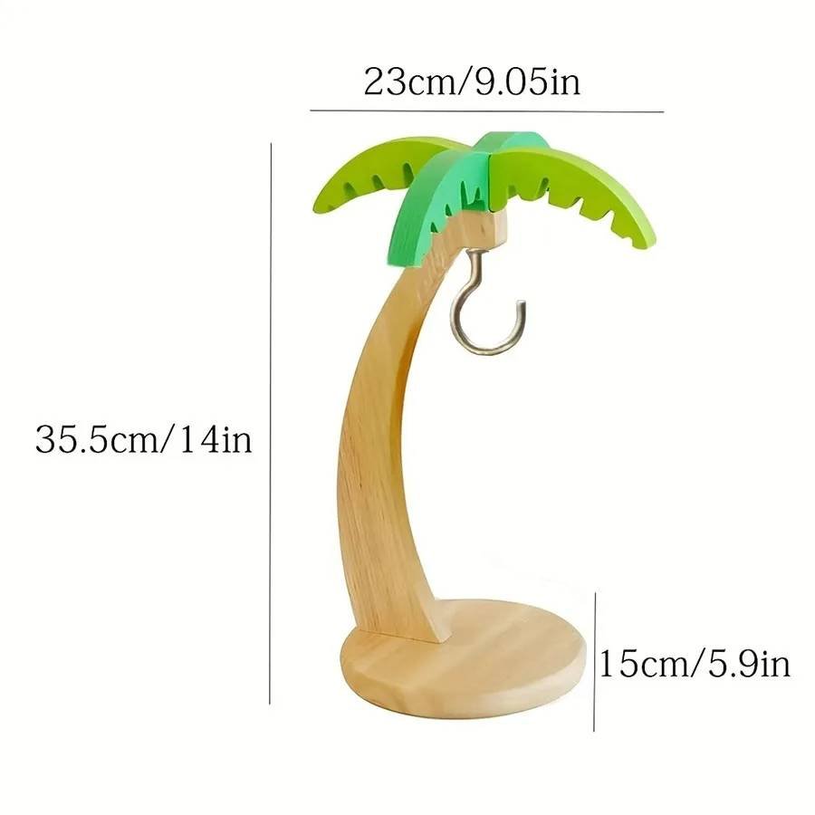 Wooden Banana Rack Hanging Kitchen Rack Simulated Leaf Decor